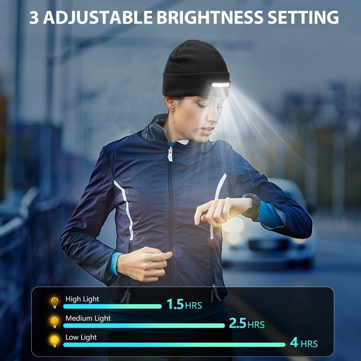 LED Beanie with Light, Unisex USB Rechargeable Headlamp Beanie Flashlight Beanie Hat for Men Women