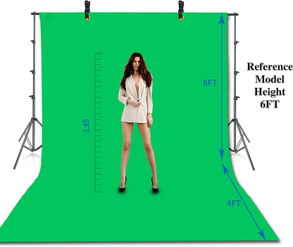 Green Screen Backdrop Stand Kit - 8.5 x 10 Ft Photography Support System with 10 x 12 Ft 100% Cotton Muslin Chromakey Backdrop